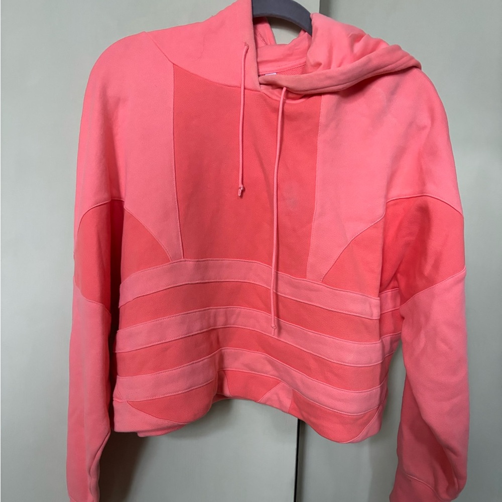 Women's Pink Adidas Cropped Hoodie Sweatshirt